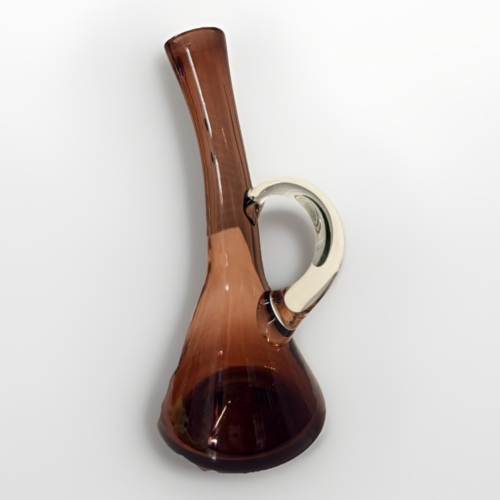 VINTAGE EMPOLI  optic ART GLASS DECANTER EWER‎ PITCHER VASE Purple 16"